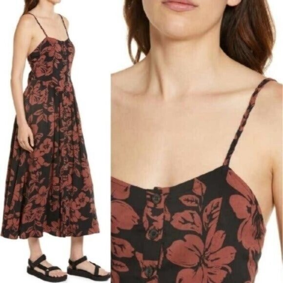NWT Free People Perfect Sundress Dark Combo Midi Dress Size Small - Picture 2 of 12